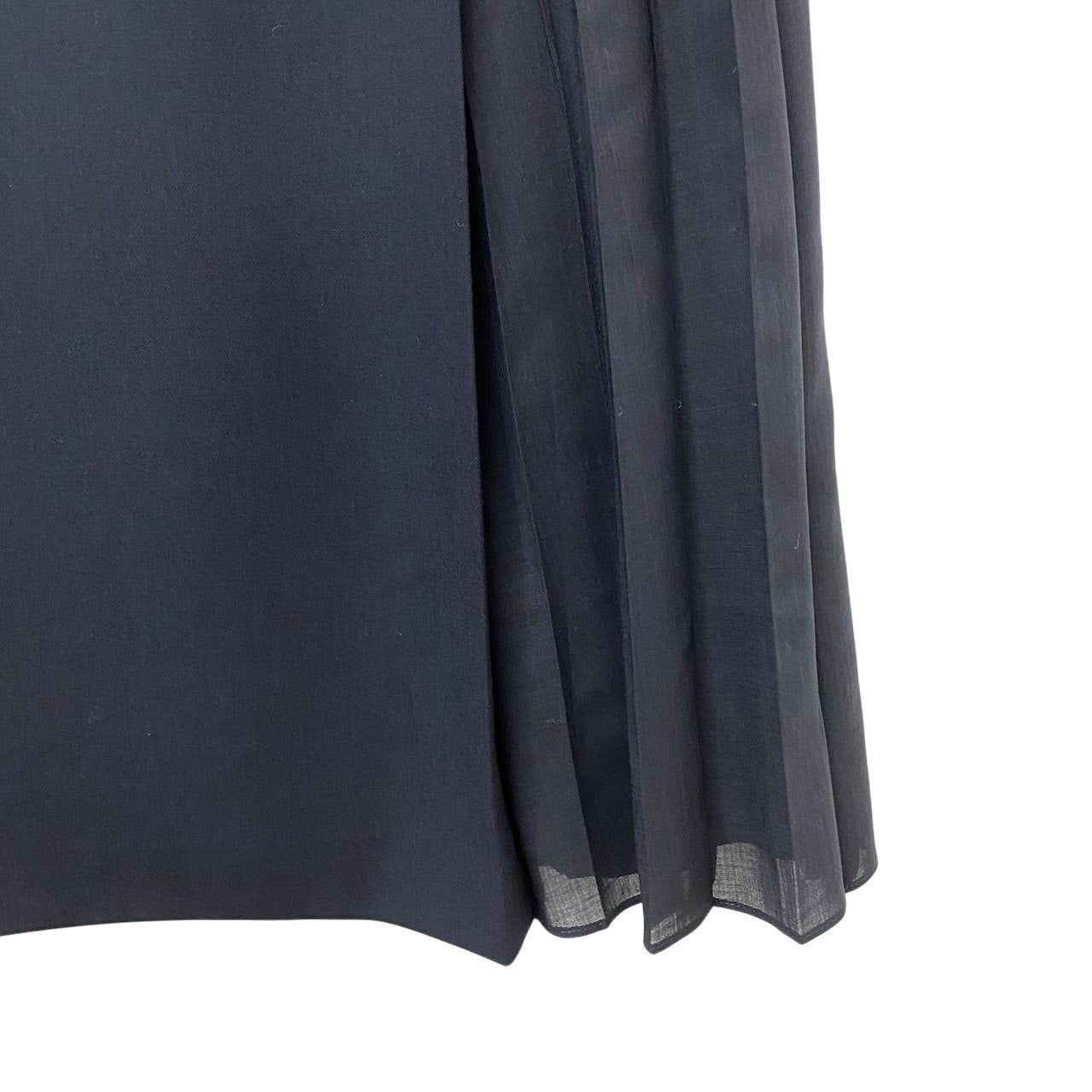 58g5 【美品】mila schon ミラショーン ロングスリーブワンピース プリーツデザイン バルーン袖 40サイズ ネイビー レディース 女性用u02t