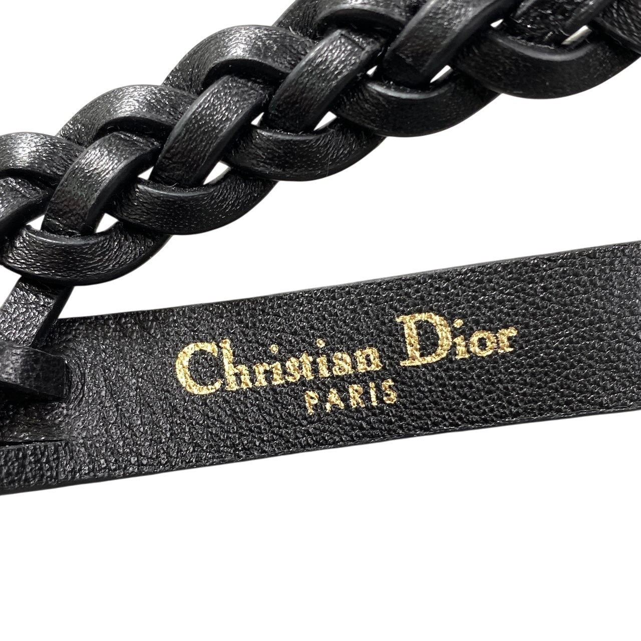 g14 Christian Dior CDロゴバックル ダブルストラップベルト イタリア製 75サイズ ブラック ゴールド レザー レディース 女性用k02i