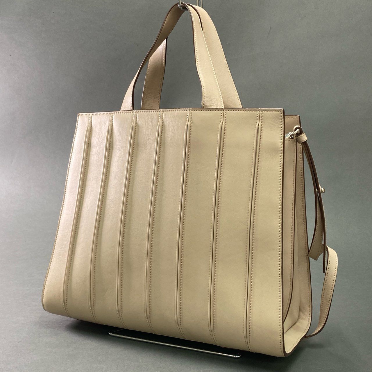 Cb10 定価￥268,400 Max Mara マックスマーラ Whitney Bag ホイットニーバッグ ベージュ レザー by Renzo Piano 2WAY 高級 鞄