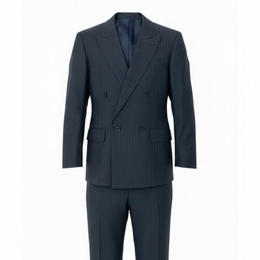 16a27 BURBERRY LONDON バーバリーロンドン スーツセットアップ テーラードジャケット スラックスパンツ ストライプ リネン混 94-84-165 AB4 ネイビー メンズ 男性用o07t