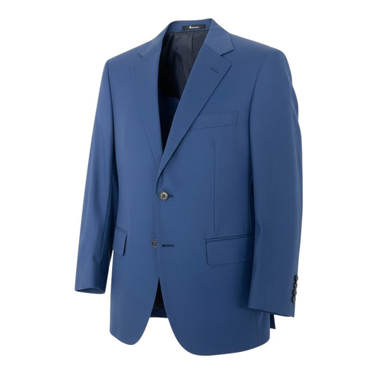 66a12 Aquascutum アクアスキュータム テーラードジャケット 背抜き シングル 2B フォーマル 無地 メンズ 紳士服 90A4 ネイビー コットン100％u02t