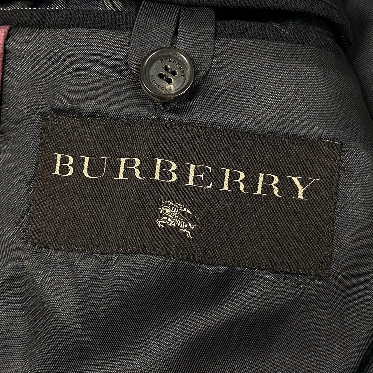 68L11 BURBERRY バーバリー イタリア製 コレクションライン ダブルブレスト テーラードジャケット 8ボタン 48 ブラック ピンストライプ ウール メンズ 男性用u02t
