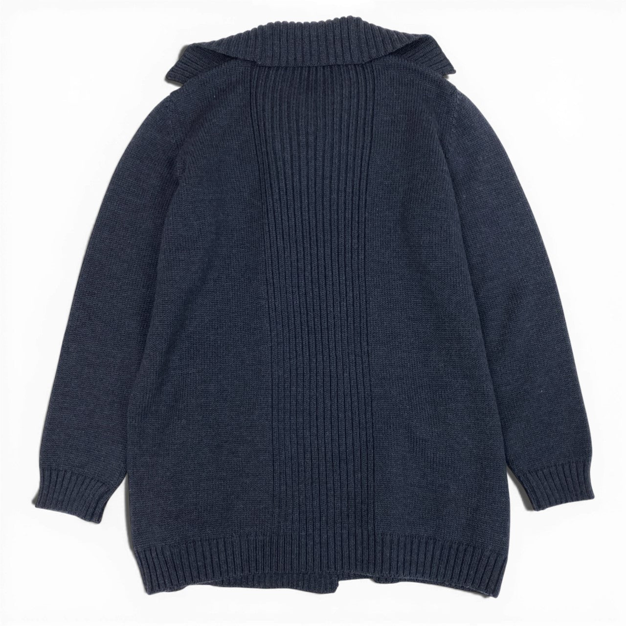 52b27 Salvatore Ferragamo サルヴァトーレフェラガモ ガンチーニ ニットカーディガン ロングカーディガン S ネイビー ウール レディースu02t