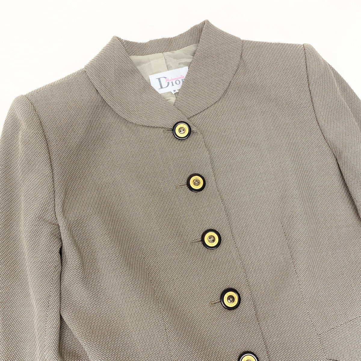 60f17 Christian Dior クリスチャンディオール ロゴボタン セットアップ ジャケットスカート Mサイズ ベージュ ウール レーヨン レディースo07t