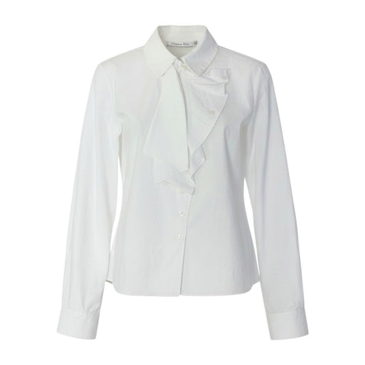11b6 Christian Dior クリスチャンディオール イタリア製 ボウタイデザイン 長袖シャツ ブラウス ロングスリーブ 0H21520A1324 42 ホワイト コットン レディースo07t