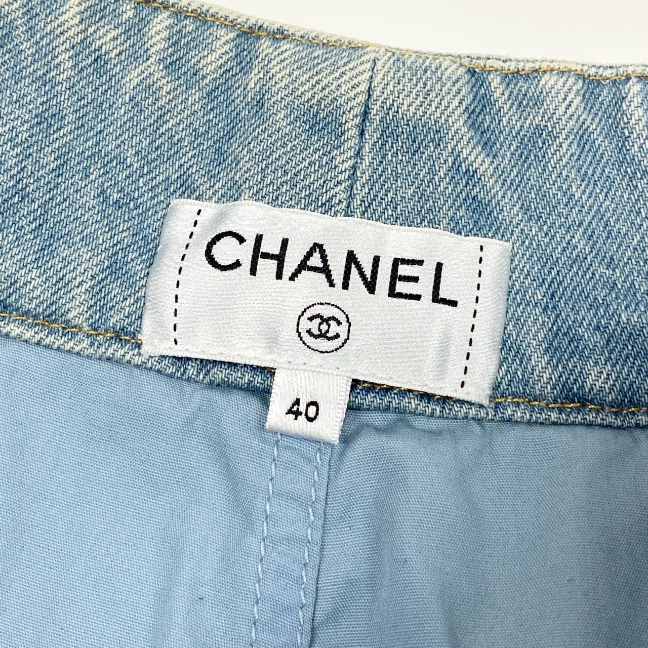 d6 CHANEL シャネル P63278 2020SS COCO ココマーク デニムワイドパンツ ワイドデニム サイズ40 インディゴ レディースta1