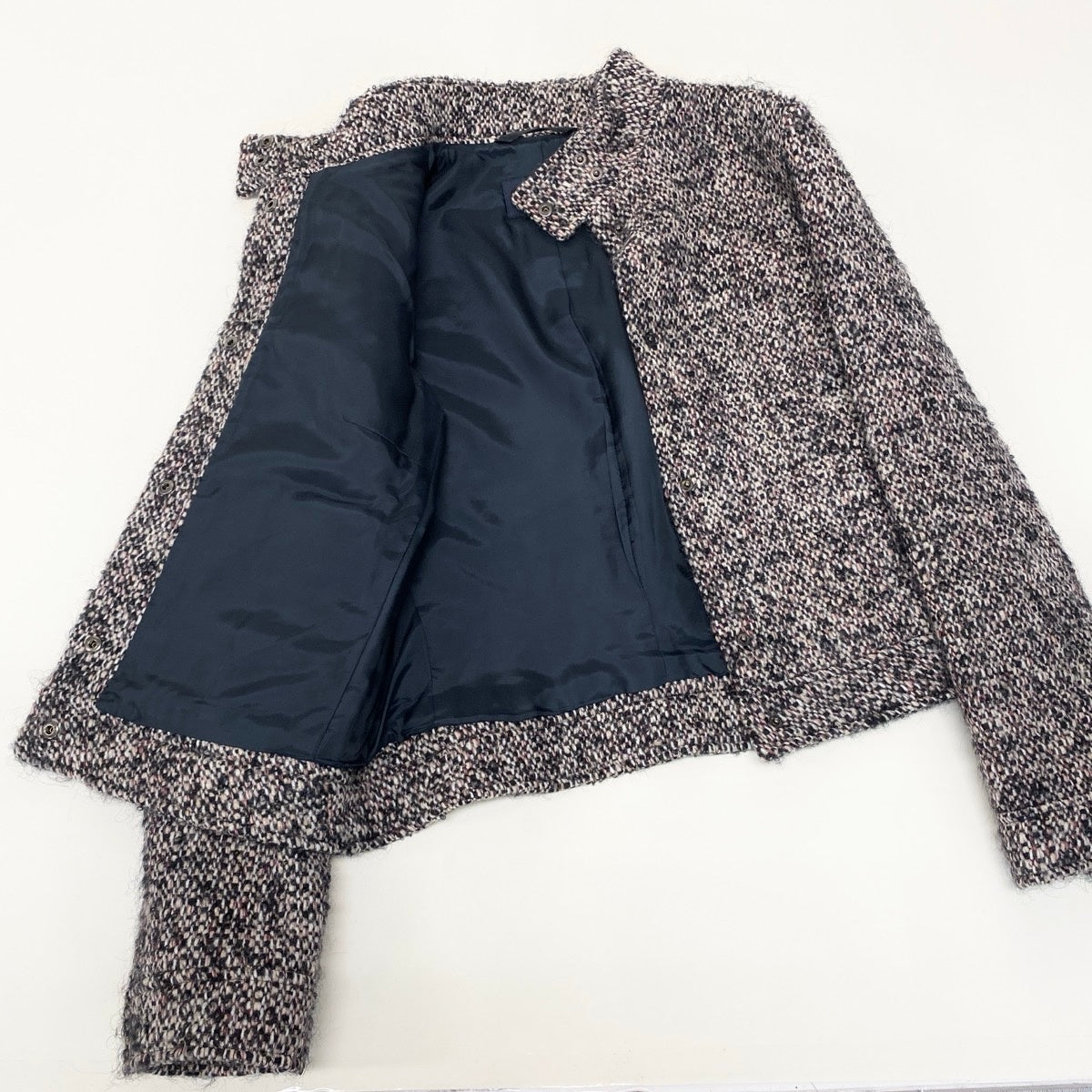60f17 BURBERRY LONDON バーバリー ロンドン ツイードジャケット スタンドカラージャケット アウター 40サイズ マルチカラー レディース 女性用u02t