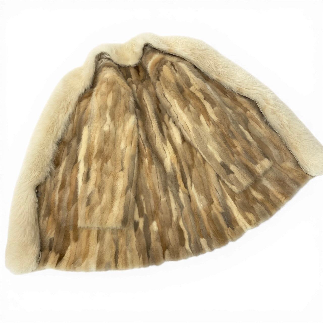 32d2 Catherine J.Guilbert フォックス×ミンク ファーコート 毛皮コートジャケット アウター アイボリー フォックス ミンク レディース 女性用k02i