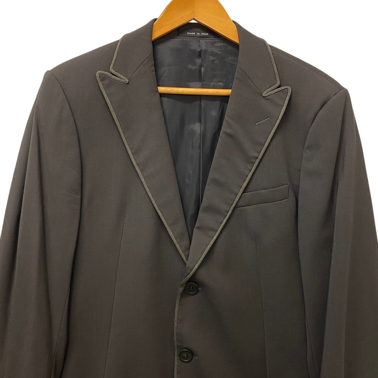 58g5 【美品】EMPORIO ARMANI エンポリオアルマーニ テーラードジャケット パイピングデザイン イタリア製 50サイズ グレー メンズ 男性用u02t