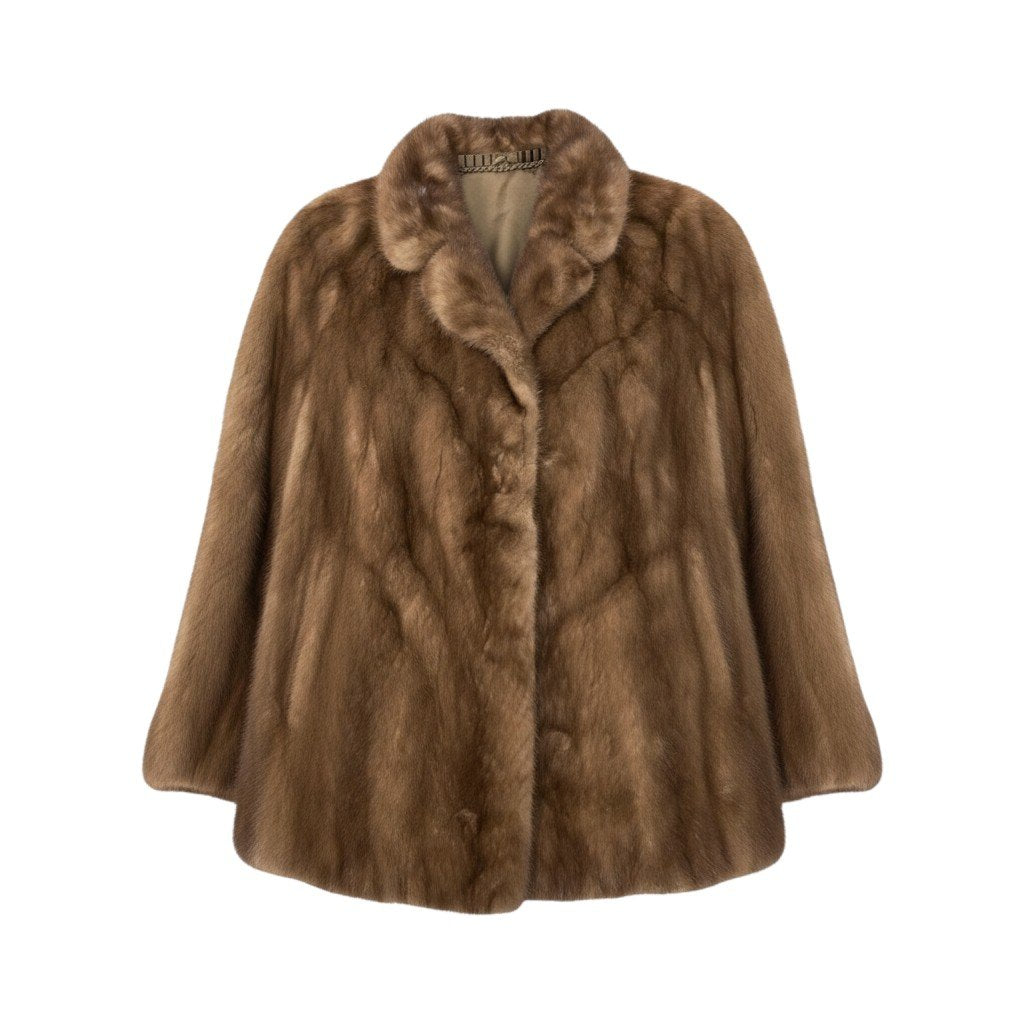 93h9 パステルミンク ファーコート サイズ13 茶系 本毛皮 Pastel Mink Fur Coat Brownt18r