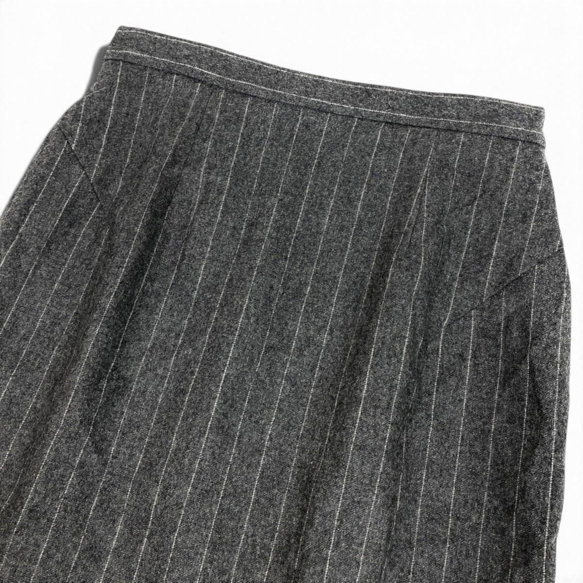 i19 E GUCCI グッチ 1995 トムフォード期 Y2K ストライプ スカート イタリア製 42 グレー ウール レディースo07t