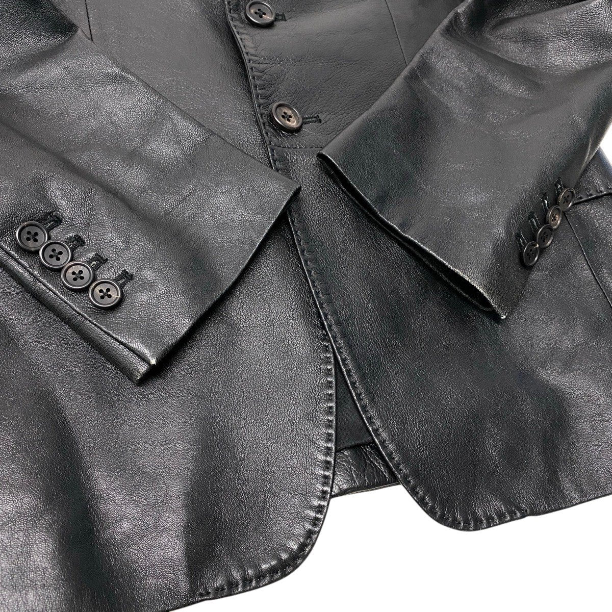 30h22 Paul Smith ポールスミス テーラードジャケット レザージャケット 裏地プリント サイズM ブラック 羊革 メンズo07t