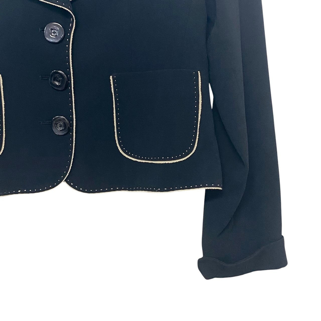 1h28 MaxMara マックスマーラ ステッチデザイン テーラードジャケット サイズ38 ネイビー レディース 女性用u02t