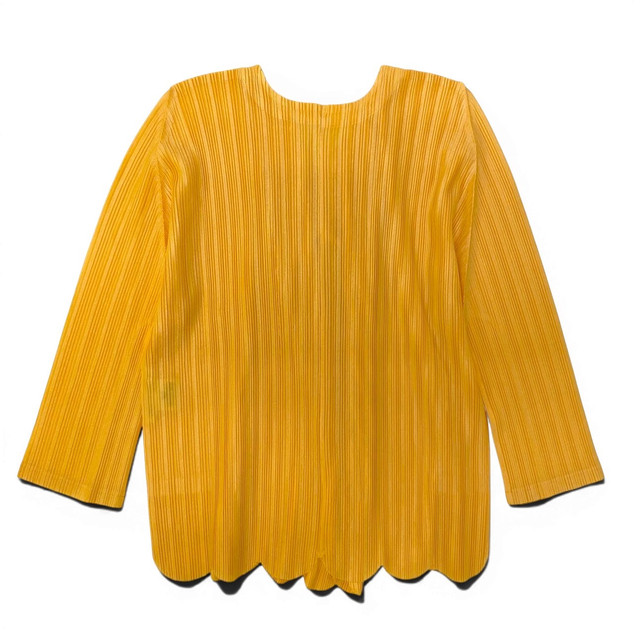 Ad22 【美品】PLEATSPLEASE プリーツプリーズ プリーツカーディガン ７分袖 トップス PP23-F0804 3サイズ イエロー ポリエステル100％ レディース 女性用k02i