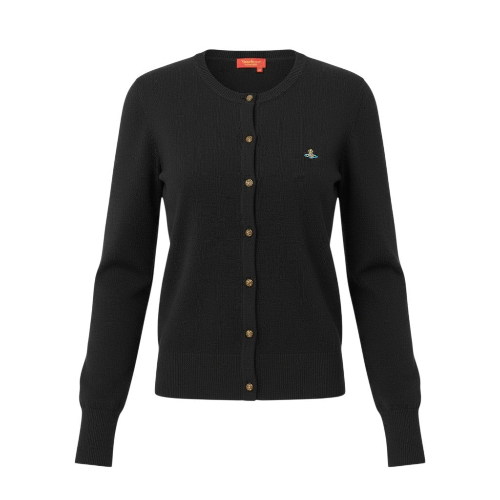 86a15 【イタリア製】Vivienne Westwood Red Label ヴィヴィアンウエストウッド レッドレーベル オーブ刺繍 カーディガン サイズS ブラック レディース トップスk02i