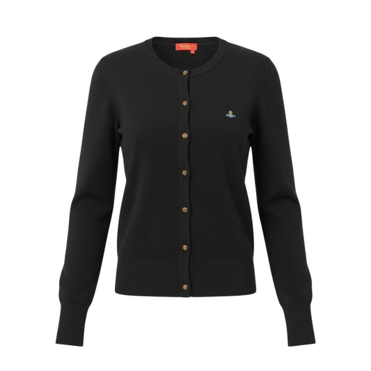 86a15 【イタリア製】Vivienne Westwood Red Label ヴィヴィアンウエストウッド レッドレーベル オーブ刺繍 カーディガン サイズS ブラック レディース トップスk02i