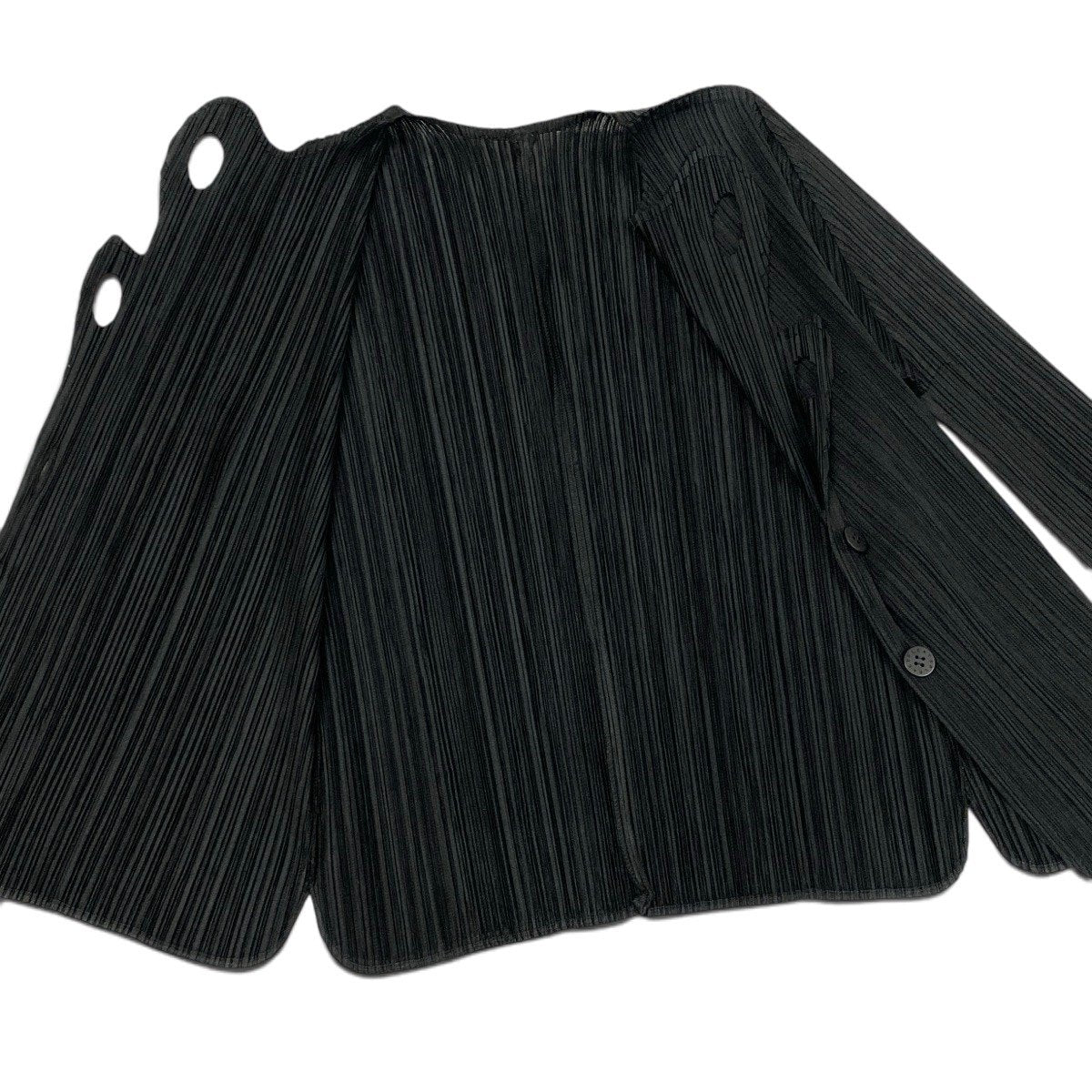 Ai3 PLEATS PLEASE プリーツプリーズ ロングスリーブ プリーツカーディガン サイズ3 ブラック ポリエステル レディースo07t