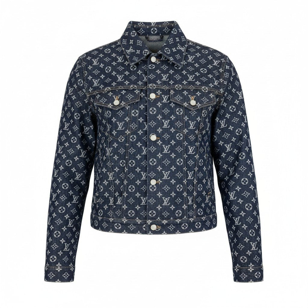 Id2 《未使用品》 LOUIS VUITTON ルイヴィトン 24AW モノグラム ジャガードデニムジャケット Monogram Jacquard Denim Jacket サイズ52 インディゴブルー タグ付t18r