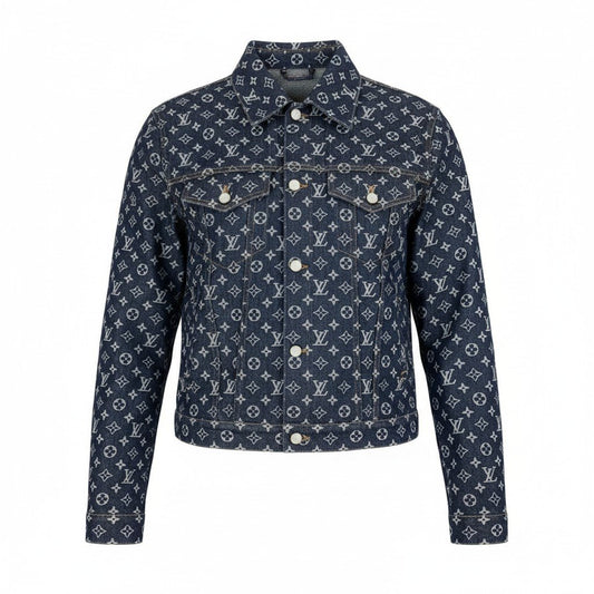 Id2 《未使用品》 LOUIS VUITTON ルイヴィトン 24AW モノグラム ジャガードデニムジャケット Monogram Jacquard Denim Jacket サイズ52 インディゴブルー タグ付t18r