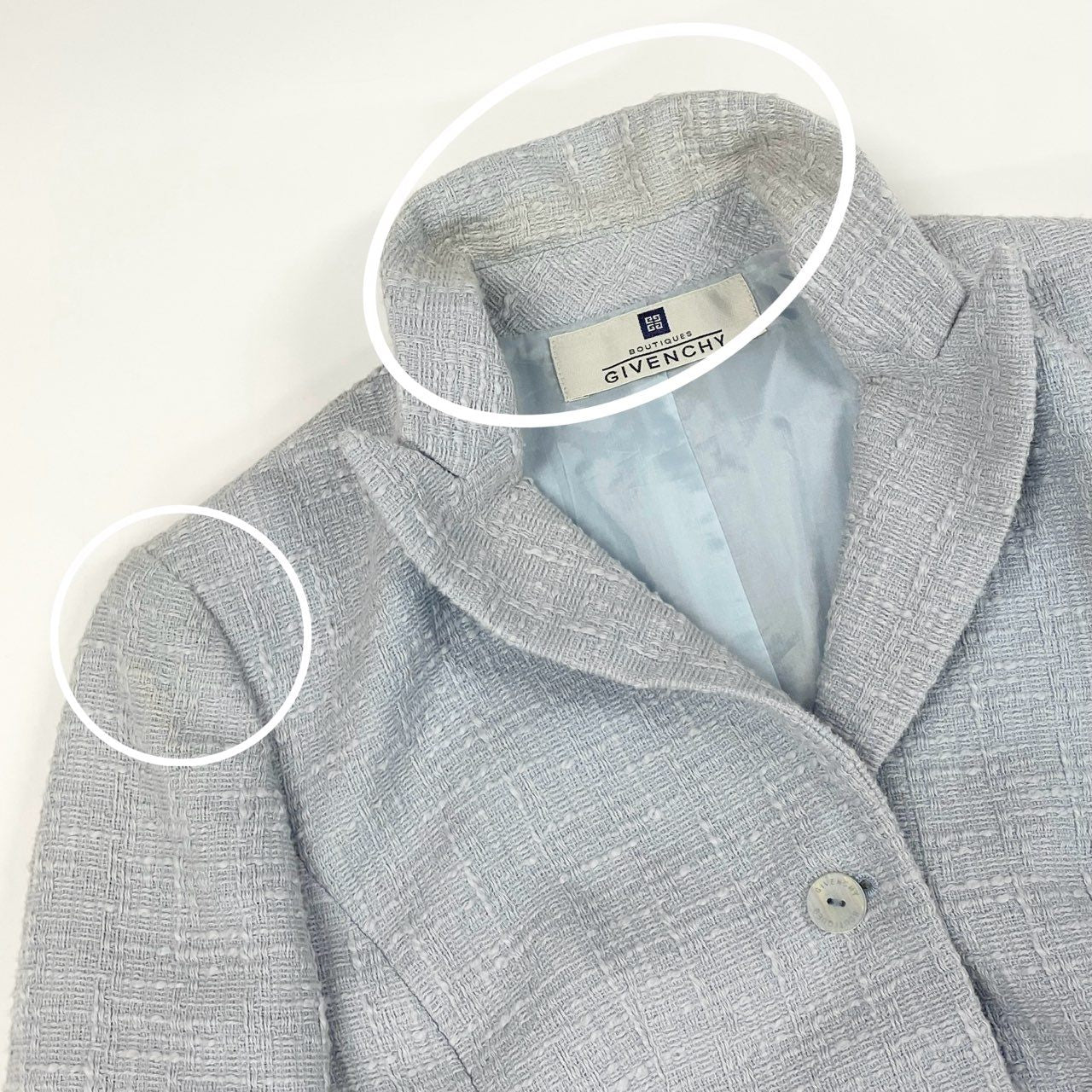25d15 GIVENCHY ジバンシー セットアップ スカートスーツ フォーマル セレモニースーツ サイズ38 ライトブルー コットン100％ レディース 女性用o07t