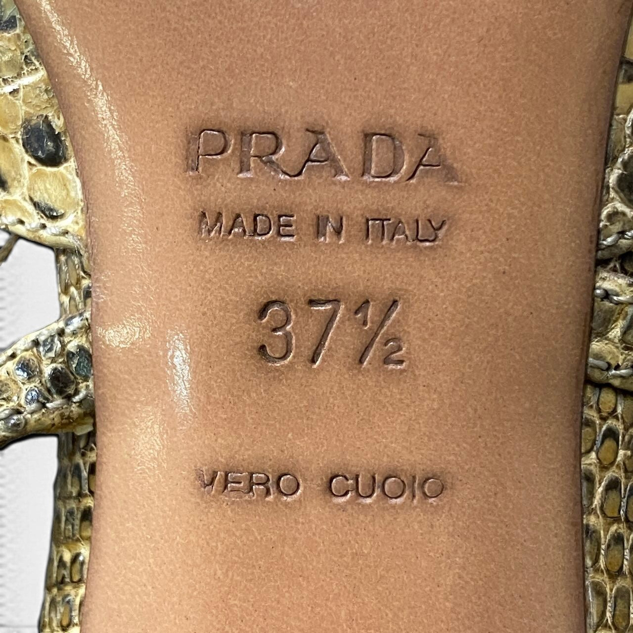 e8 PRADA プラダ ヴィンテージ パンプス フラワーモチーフ サイズ37 1/2  リザード レディース サンダルk02i