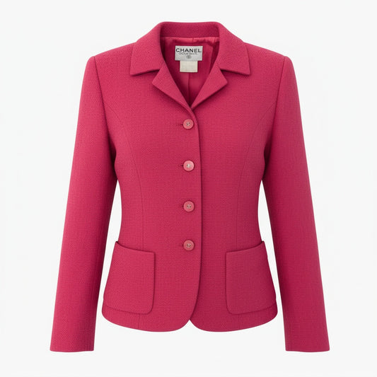 Ca28 CHANEL シャネル 1996年 ツイードジャケット ココマークボタン P06647 サイズ38 ピンク VINTAGEu02t