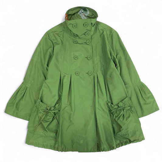 56k27 《美品》 TOKUKO 1er VOL トクコプルミエヴォル 薄手コート ジャケット 裏地総柄 Aライン 9 グリーン ポリエステル レディースu02t