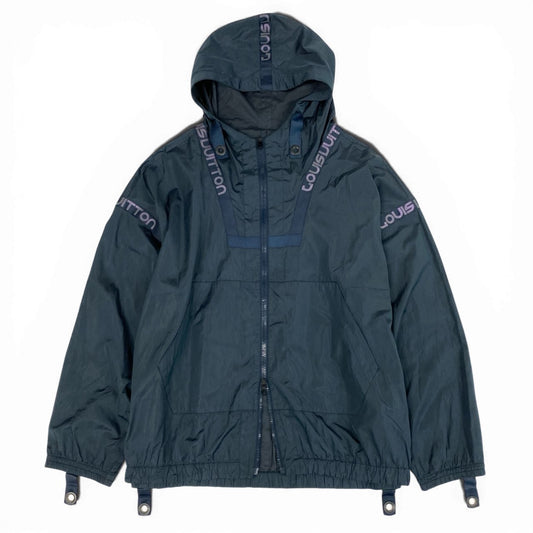 Mb9 LOUIS VUITTON ルイヴィトン 18ss テープロゴ ポケッタブル ナイロンブルゾン マウンテンパーカー 50 ネイビー系 メンズta1