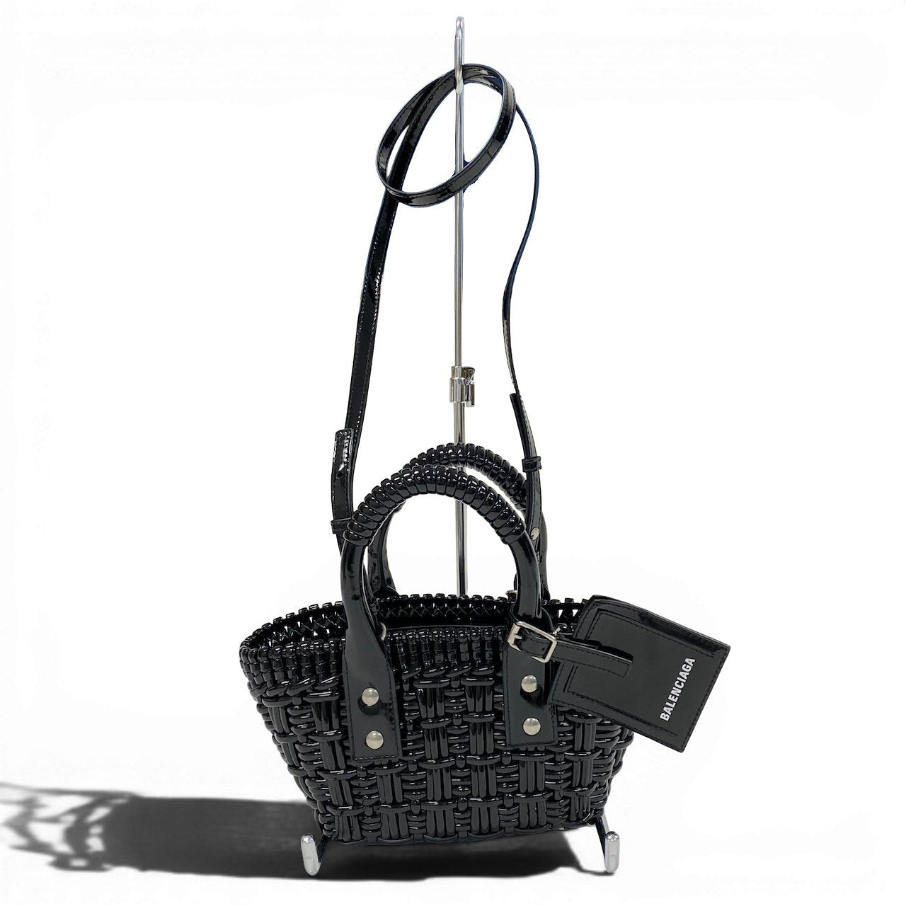 e4 《極美品》 BALENCIAGA バレンシアガ 2WAY ビストロ XXS バスケットバッグ ブラック Bistro Basket Bag Blackt18r