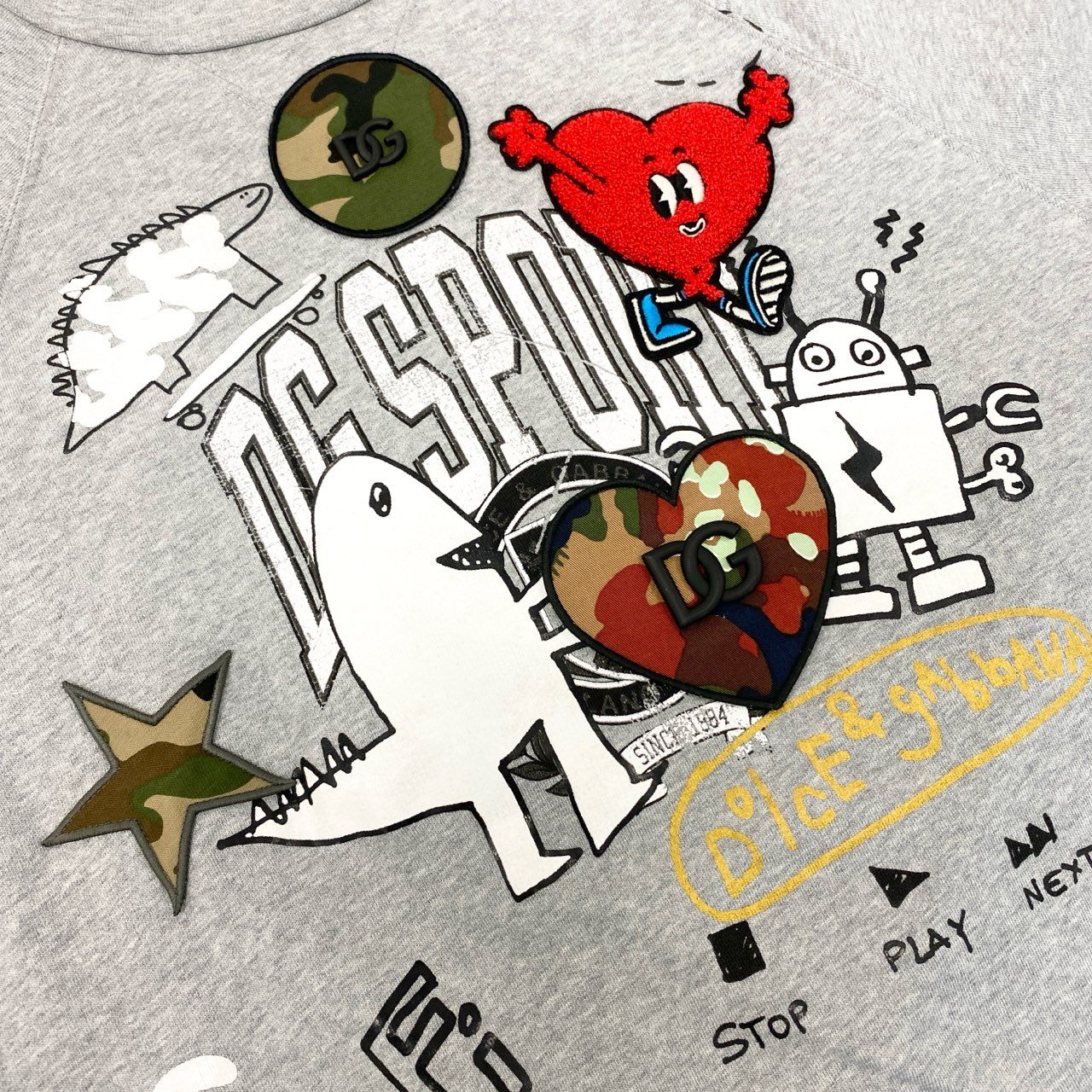 10k11 DOLCE&GABBANA ドルチェ＆ガッバーナ プリント ワッペン オーバーサイズ スウェットトレーナー サイズ44 メンズ トップスk02i