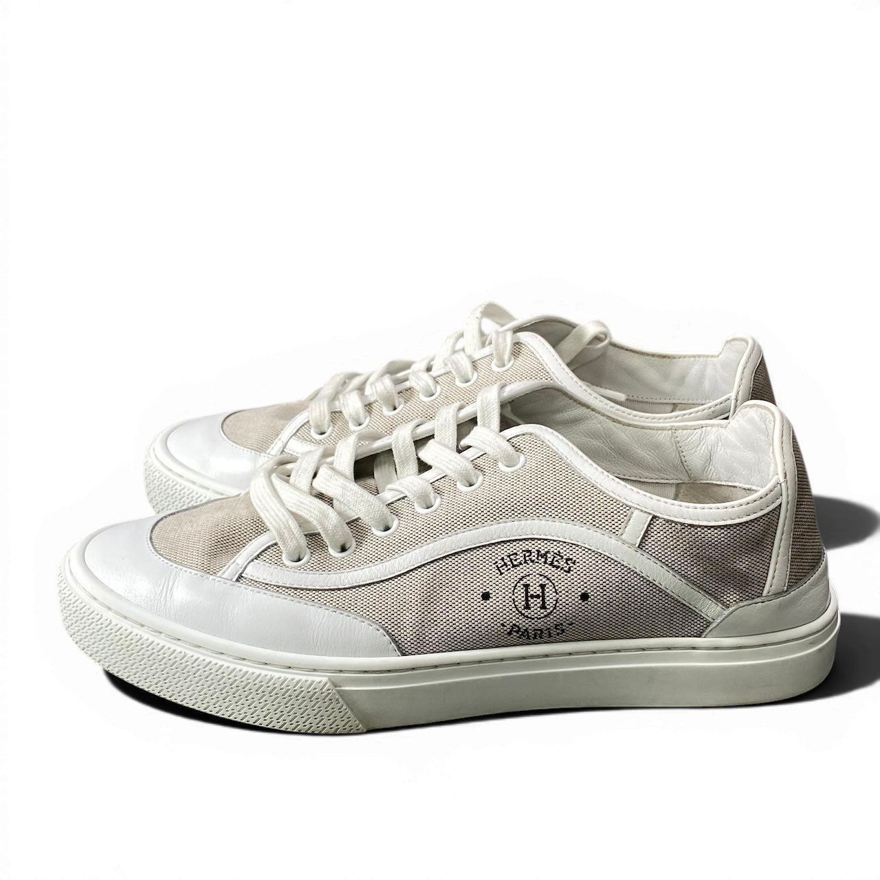 e18 HERMES エルメス ゲット サイドHロゴ スニーカー Get H Logo Low Sneakers サイズ38.5 ホワイト シューズ 保存袋有t18r