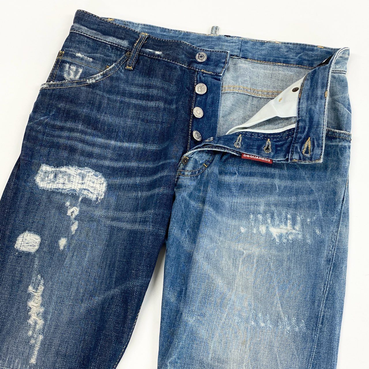 49L9 DSQUARED2 ディースクエアード Classic Kenny Jean デニムジーンズ ダメージ リペア加工 S74LA0893 S30281 48サイズ インディゴ メンズo07t