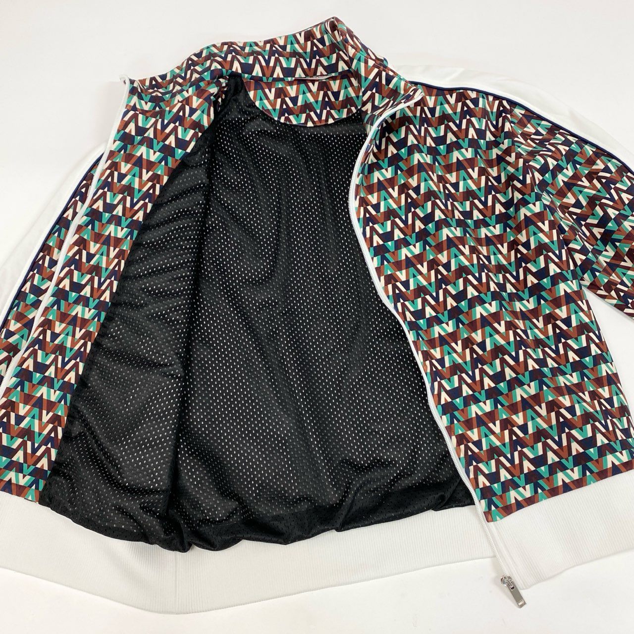 58i11 VALENTINO ヴァレンティノ オプティカル スウェットシャツ トラックジャケット 総柄プリント ジップアップ 大きいサイズ  XXL マルチカラー メンズo07t