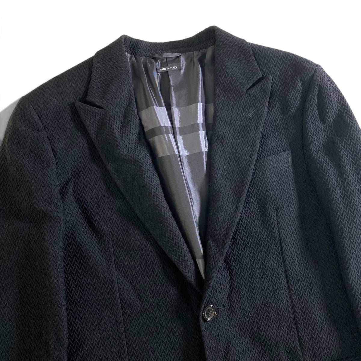 35j26 GIORGIO ARMANI ジョルジオアルマーニ BORGO21 黒タグ テーラードジャケット 大きいサイズ 52 ブラック メンズu02t