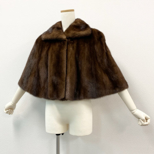 53k10《希少》 Leilian レリアン デミバフミンク ケープ ポンチョ M相当 9 ブラウン 最高級本毛皮 MINK FUR 毛並み◎ 艶◎t18r