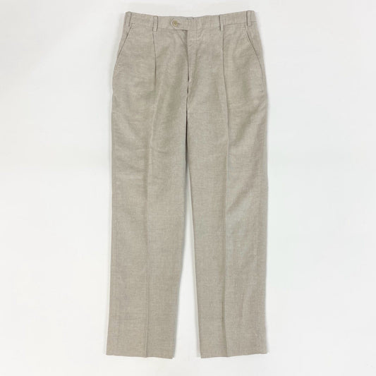 19g28 Brioni ブリオーニ MOENA スラックスパンツ ボトムス トラウザーパンツ イタリア製 48 ベージュ リネン メンズ