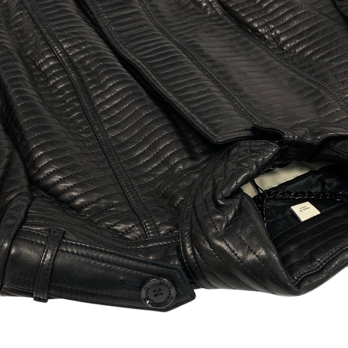 j9 【新品保管品】BURBERRY LONDON レザージャケット バイカーキルティング加工 イタリア製 Mサイズ ブラック レザー レディース 女性用k02i