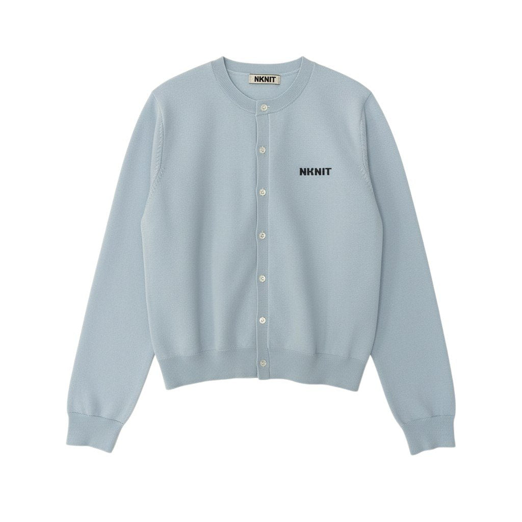 11c29 《未使用品》 NKNIT ンニット 25AW Logo Knit Cardigan ロゴニットカーディガン サイズ1 サックス タグ付t18r