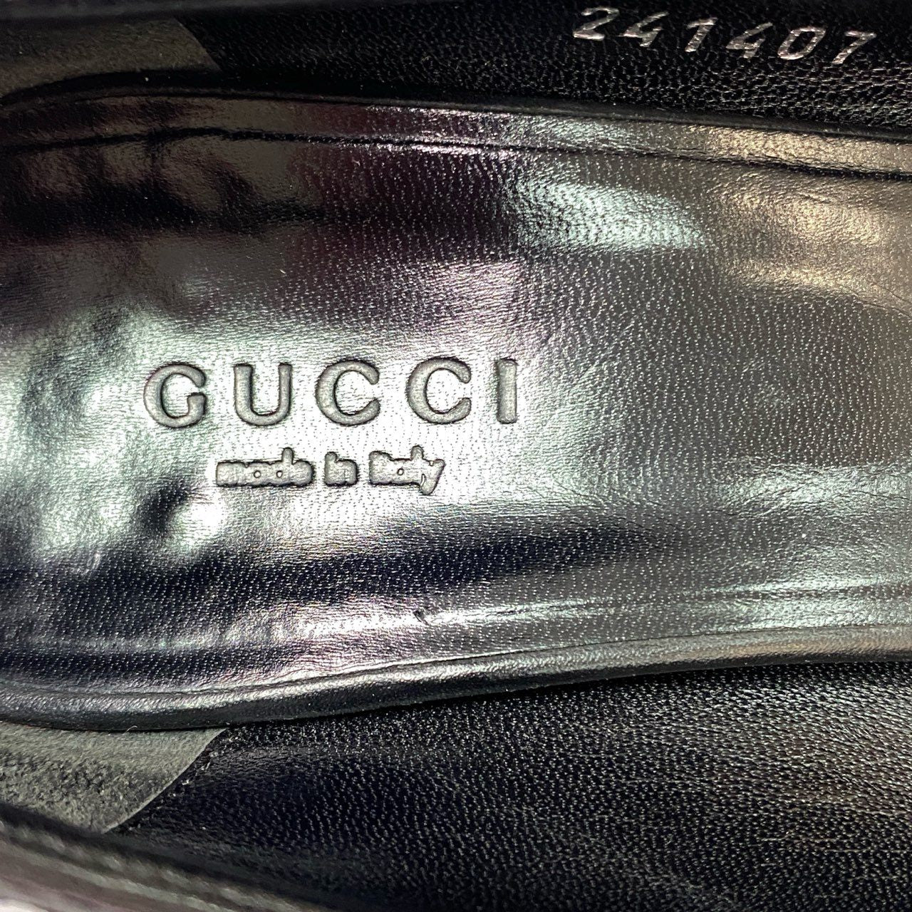 4k29 GUCCI グッチ オープントゥ ヒールパンプス イタリア製 ビットモチーフ レザー Leather ピンヒール ハイヒール 241407 36 1/2 ブラック 本革