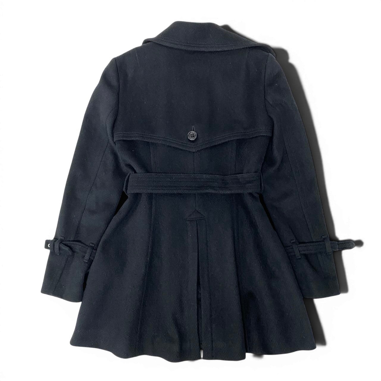 89g20 BURBERRY LONDON BLUE LABEL バーバリーロンドン ブルーレーベル ウールトレンチコート アンゴラ混 裏地ノバチェック サイズ40 ブラック レディース 女性用o07t