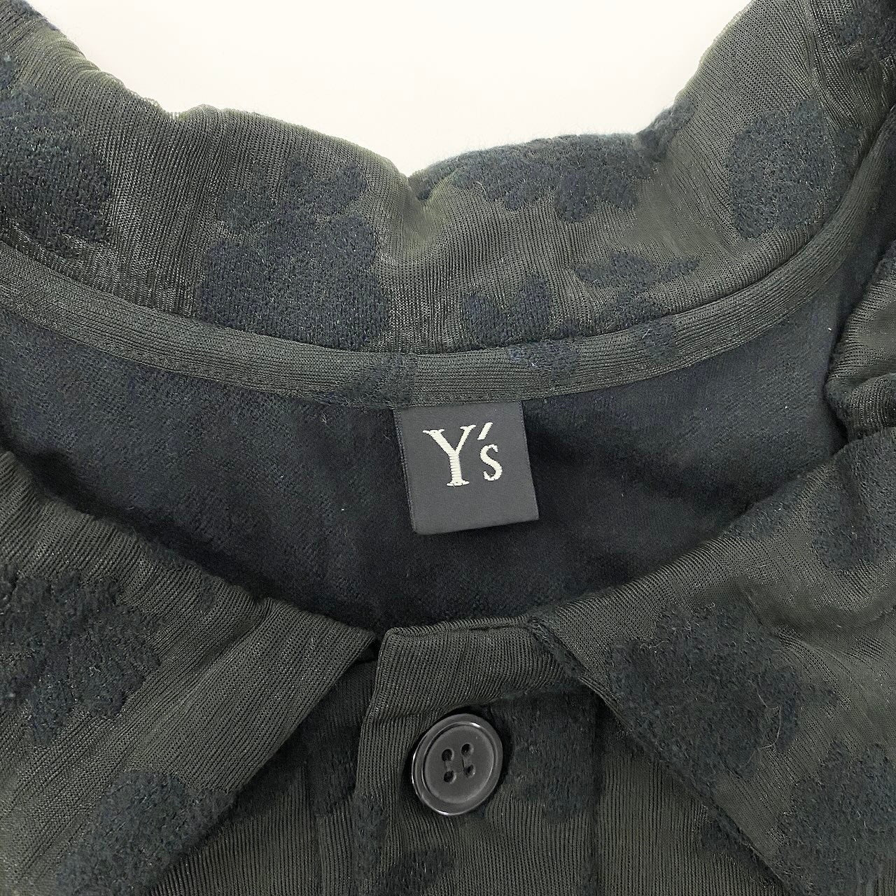 Ae26 Y`s ワイズ YOHJI YAMAMOTO ヨウジヤマモト 花柄刺繡 半袖シャツ YN-T21-967 サイズ2 カーキ ブラック レディース 女性服u02tu02t
