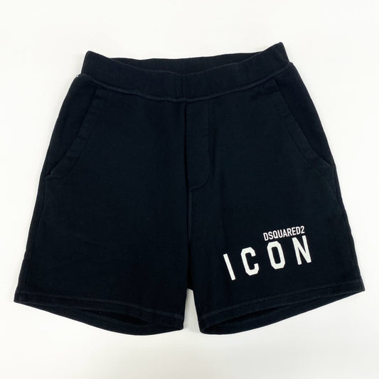 34f19 DSQUARED2 ディースクエアード スウェットハーフパンツ ショートパンツ ショーツ ボトムス アイコンロゴプリント S79MU0005 XS ブラック コットン