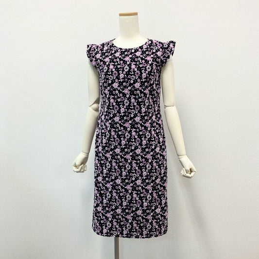 48k2 Rene ルネ TISSUE フラワージャガード ノースリーブ ワンピース ドレス 日本製 6046710 36 ブラック ピンク レディースo07t