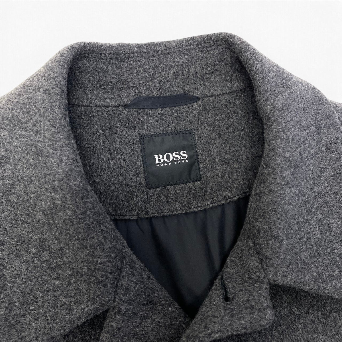 19i26 HUGO BOSS ヒューゴボス ウールジャケット ステンカラーコート カシミヤ混 グレー メンズ 男性用u02t
