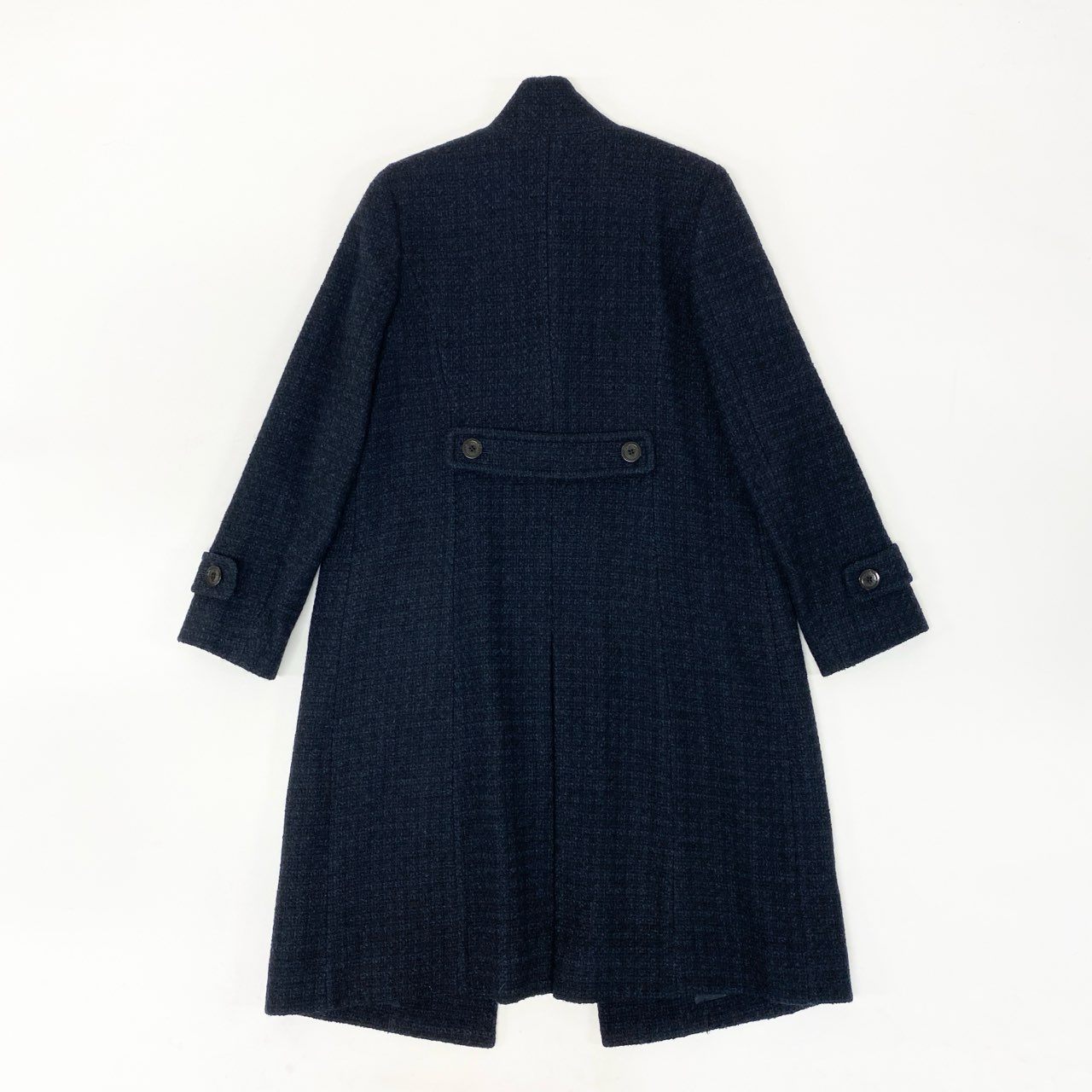 36k28 Paul Stuart ポールスチュアート スタンドカラーコート ツイードコート ロング ウールブレンド レディース 女性用 6 ネイビー ブラックu02t