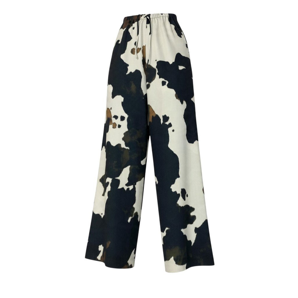 j29 【新品保管品】DRIES VAN NOTEN カウプリント ワイドイージーパンツ ボトムス  34サイズ マルチカラー ポリエステル100％ レディース 女性用u02t