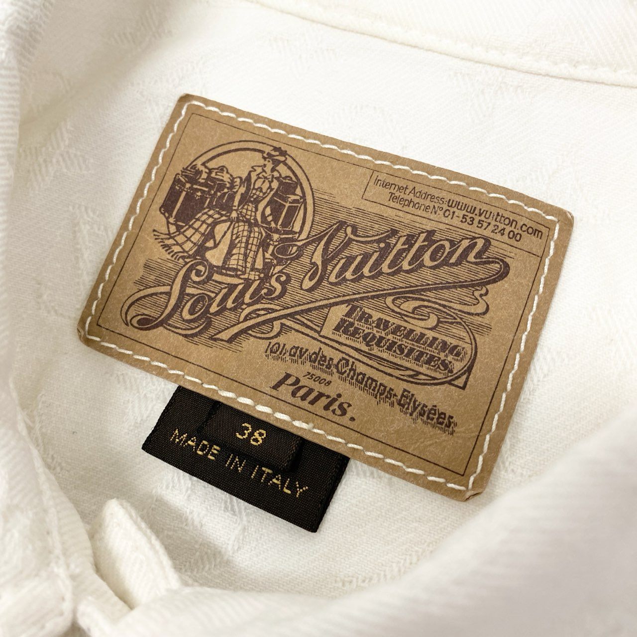 11k28 LOUIS VUITTON ルイヴィトン 半袖デニムジャケット モノグラム ジャガード 38 ホワイト コットン レディース イタリア製u02t