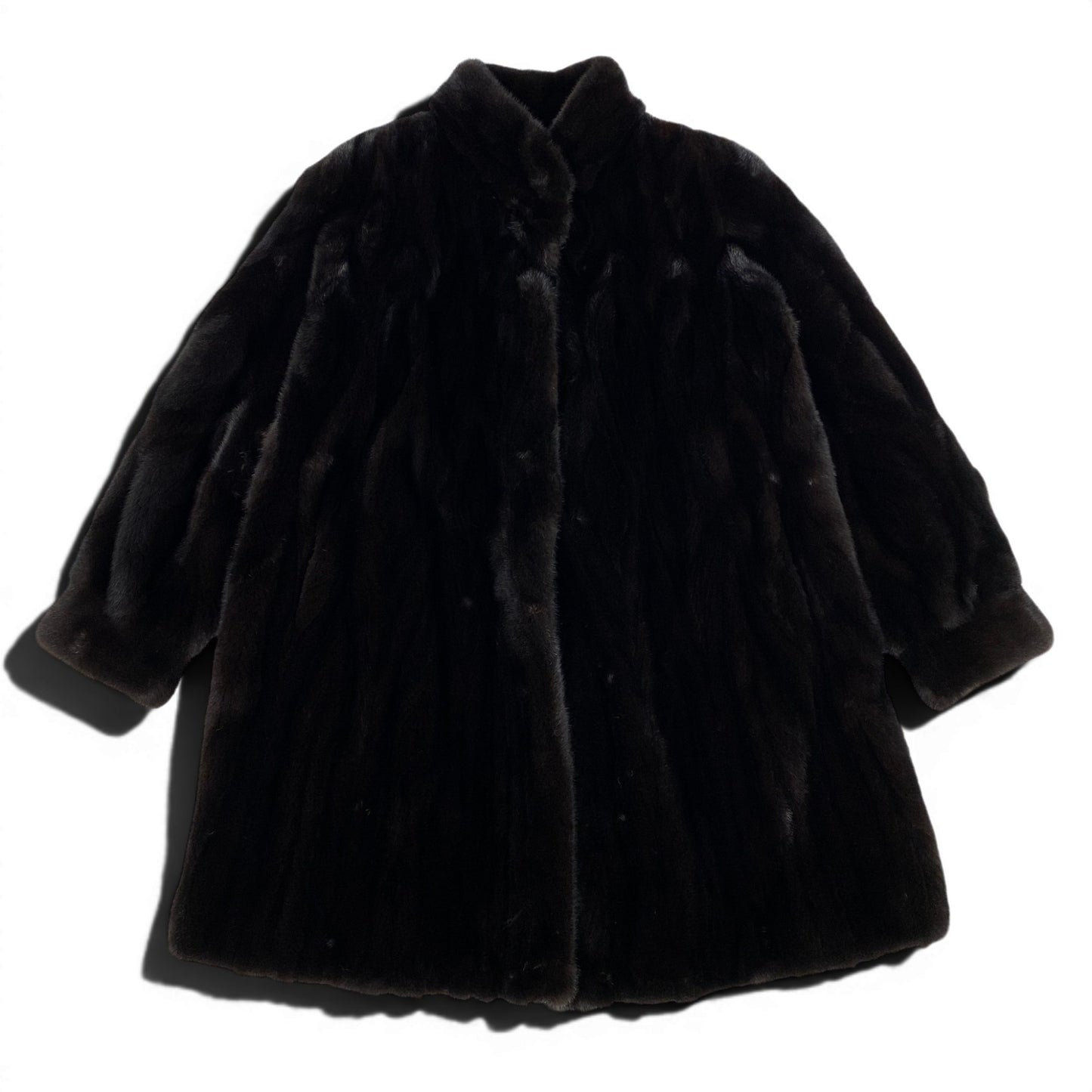 76e14 BLACKGLAMA ブラックグラマ 紋様柄 ダークミンク ロングコート サイズF ダークブラウン 最高級本毛皮 Mink Fur Long Coatt18r