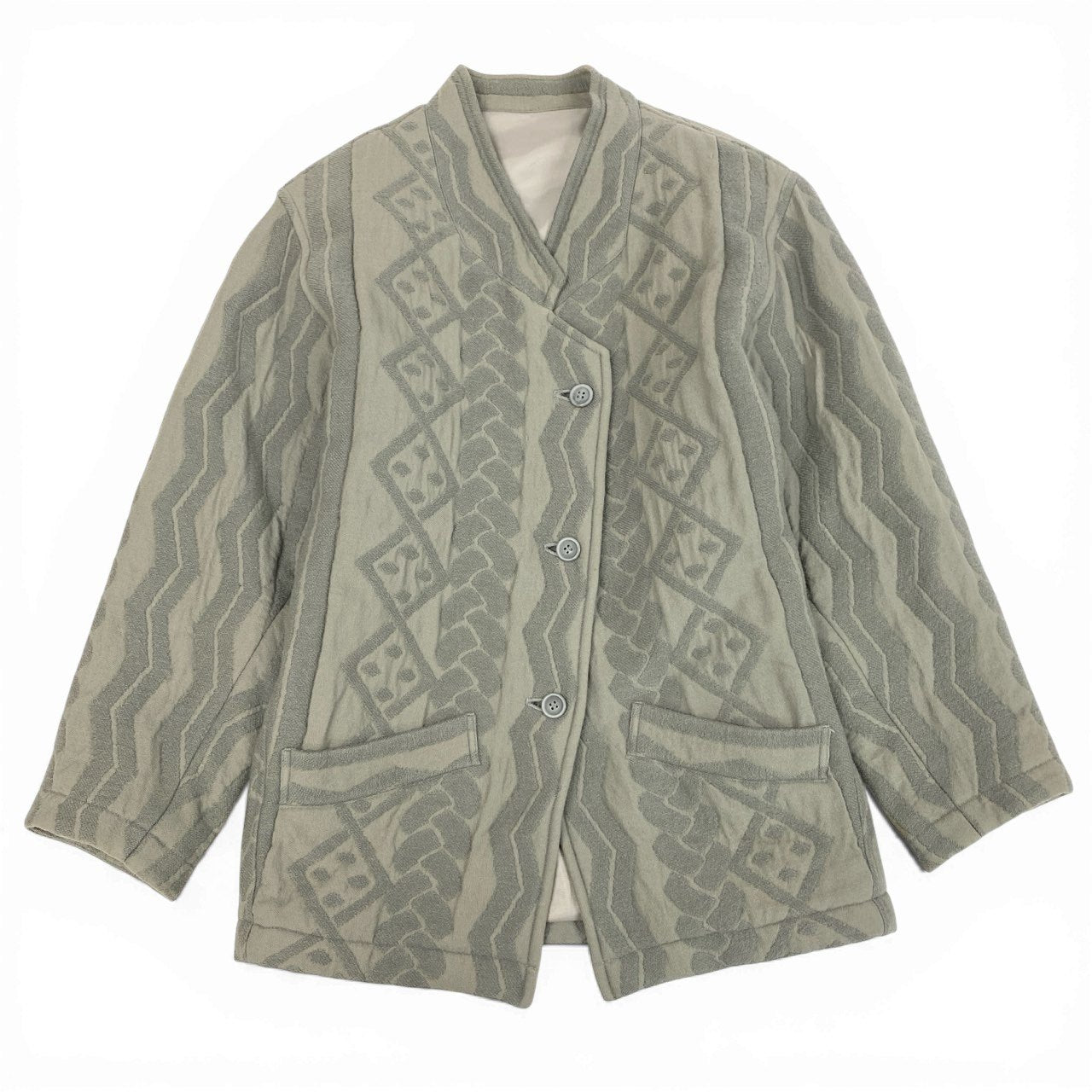 22a23 ISSEY MIYAKE イッセイミヤケ マルチジャガード コート ジャガード 筆タグ アーカイブ 7 グレー レディースu02t