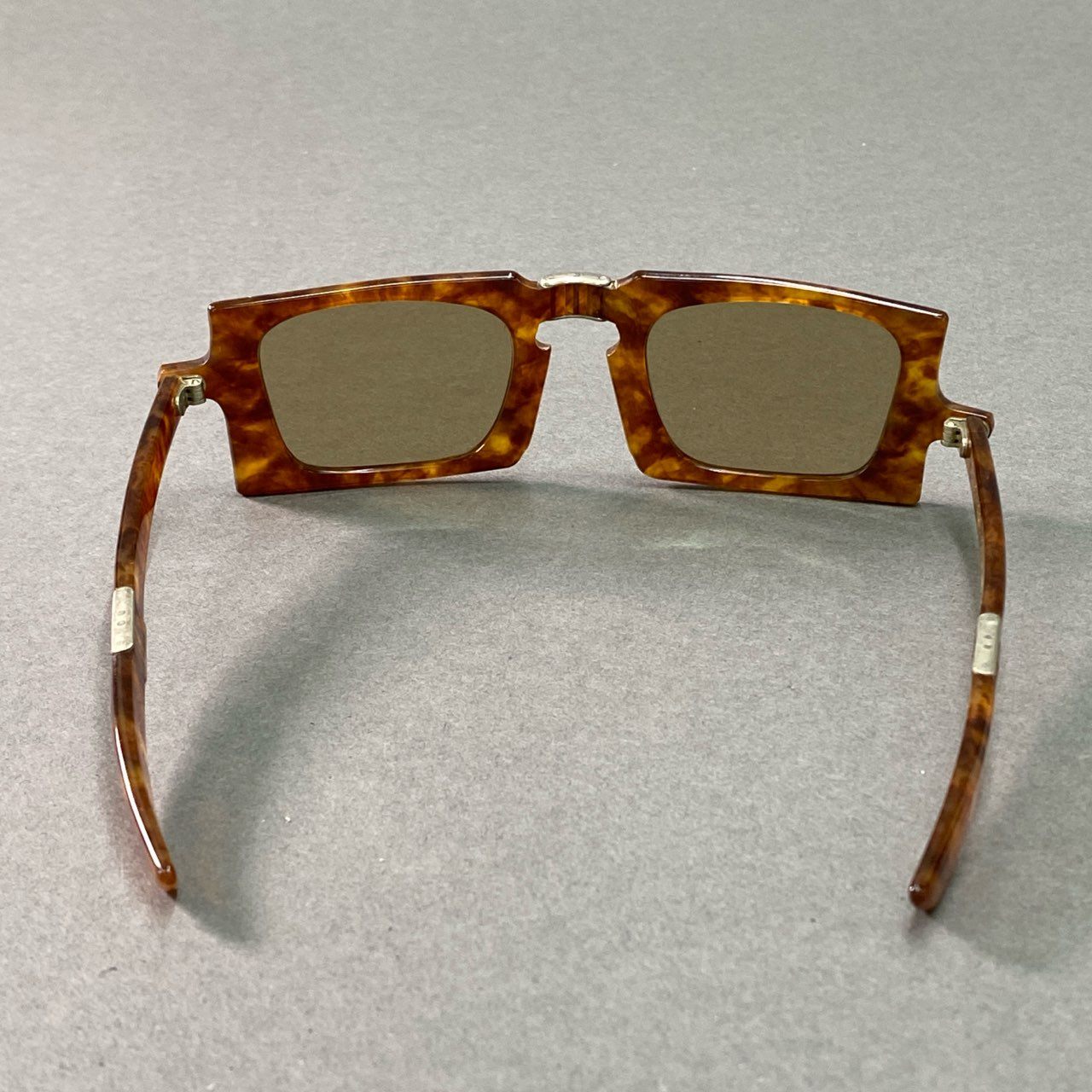 g9 【70s Vintage】PIERRE CARDIN ピエールカルダン ブラウン ベッコウ柄 折り畳み式 サングラス モダンスクエア メンズ ヴィンテージ